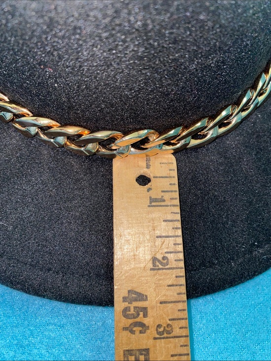 PRETTYLITTLETHING Fedora wide brim gold chain details felt black NEW size OSFA